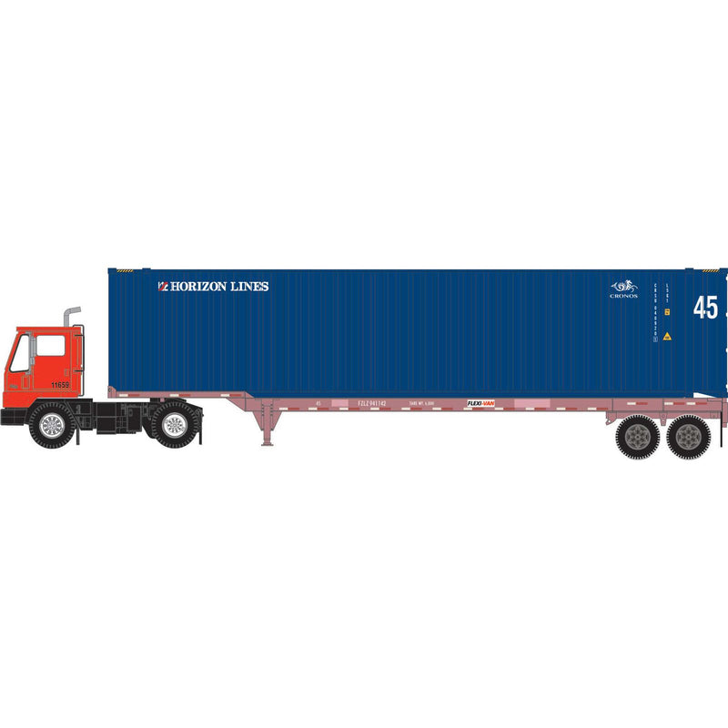 PREORDER Athearn ATH-1826 HO CRSU Set, 45' Container #040921 2/45' Chassis #941142/Yard Tractor #11659 (3)