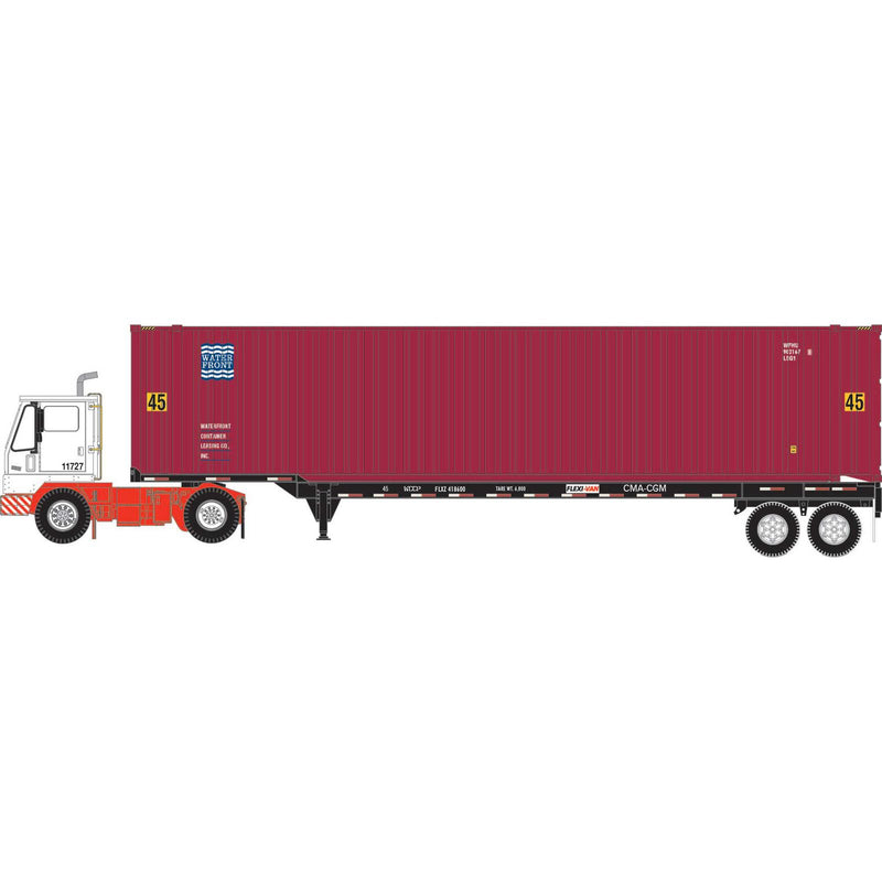 PREORDER Athearn ATH-1827 HO WFHU Set, 45' Container #902168 9/45' Chassis #418600/Yard Tractor #11727 (3)