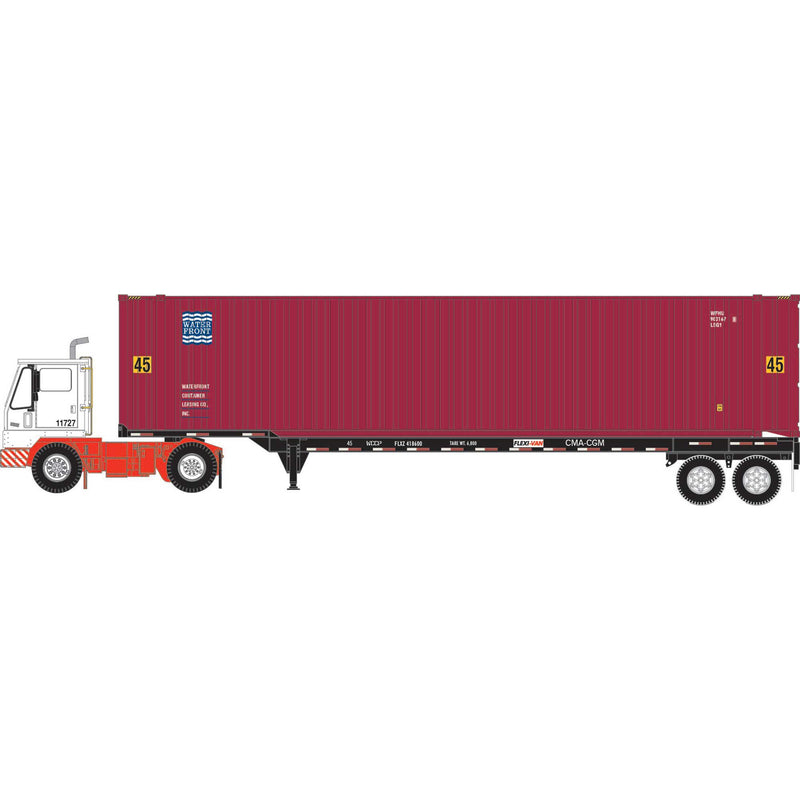 PREORDER Athearn ATH-1827 HO WFHU Set, 45' Container #902168 9/45' Chassis #418600/Yard Tractor #11727 (3)