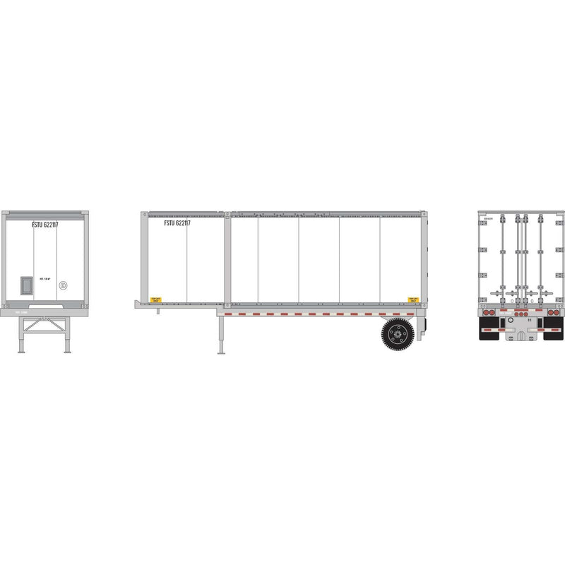 PREORDER Athearn ATH-1840 HO 28' Container & Chassis, Container- FSTU #624260/Chassis-FTSZ #125677