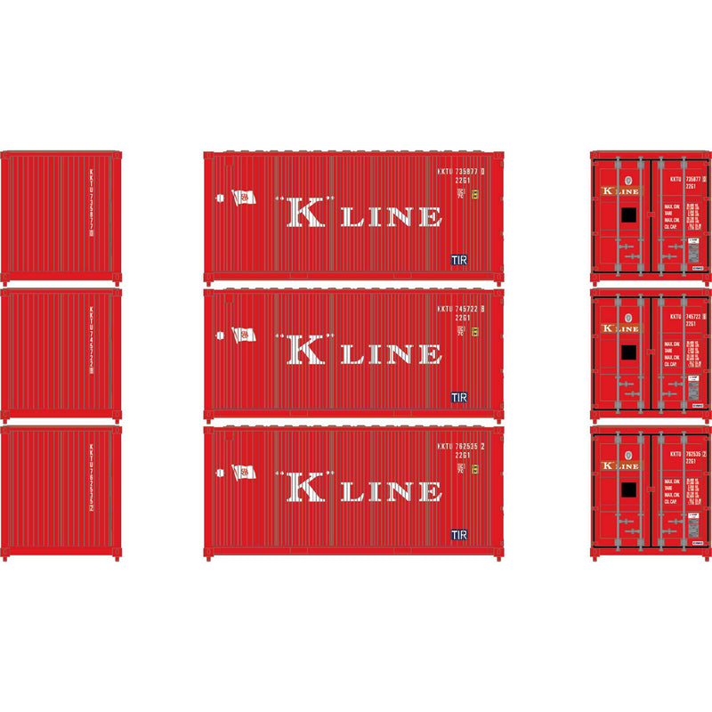 Athearn ATH-2231 N 20' Corrugated Containers, KKTU