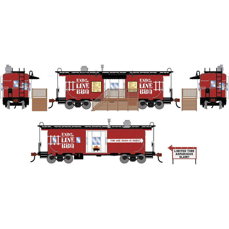 PREORDER Athearn ATH-2264 HO Bay Window Concession Caboose, End of the Line BBQ