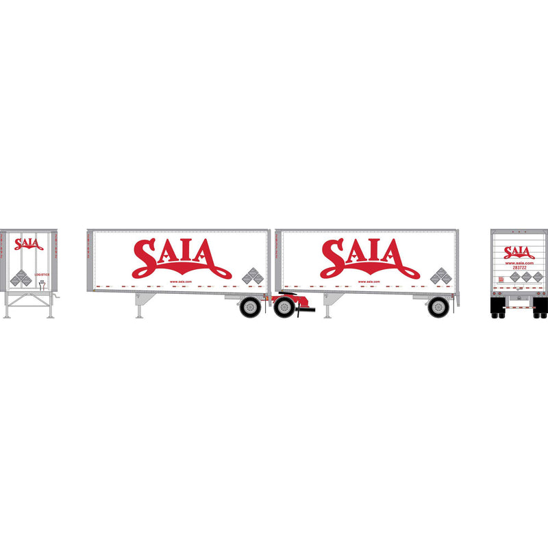 PREORDER Athearn ATH-2455 HO 28' Wedge Trailers w/Dolly, Saia Trailers #281692/283722; Dolly #10457