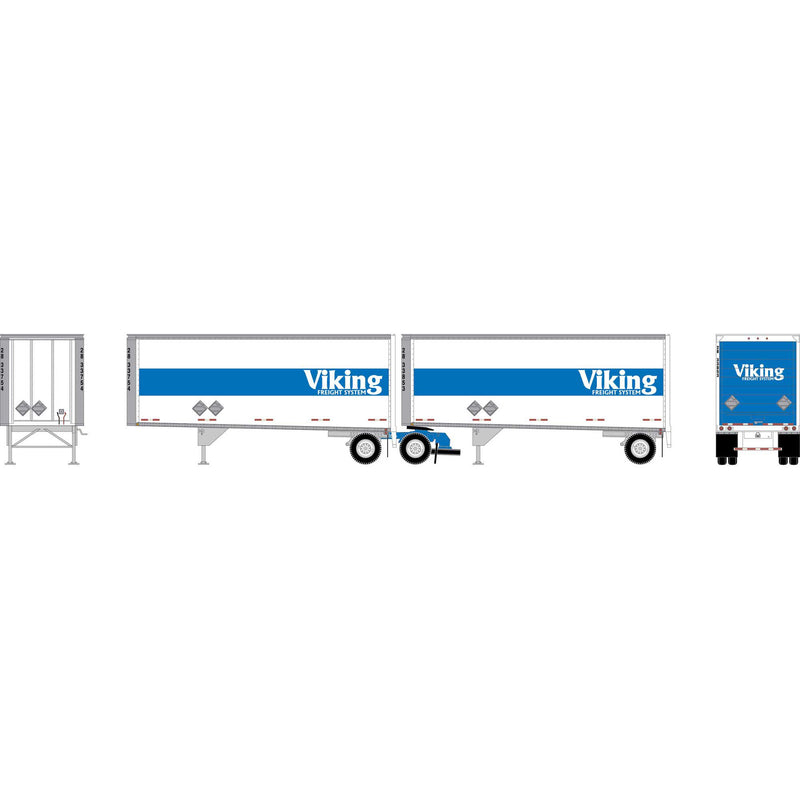 PREORDER Athearn ATH-2460 HO 28' Wedge Trailers w/Dolly, Viking Trailers #28 28473/28 28838; Dolly #3308343