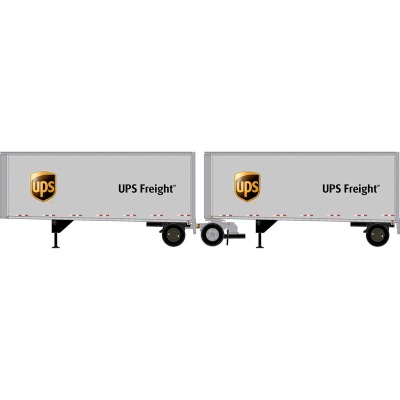 PREORDER Athearn HO 2558 28' Wedge Trailer & Dolly, UPS #286129/286131 Dolly #5735 (2-Pack) | 58.64