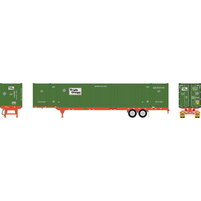 PREORDER Athearn HO ATH-2655 53ft Chassis with 53ft Jindo Container, JB Hunt with Triple Crown Container