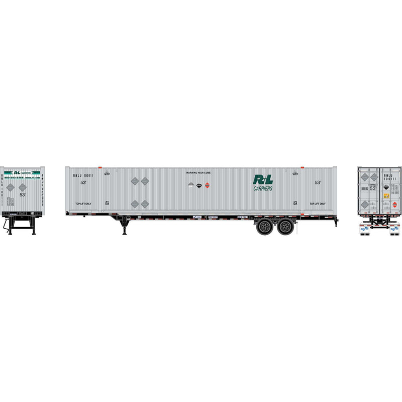 PREORDER Athearn HO ATH-2656 53ft Chassis with 53ft Jindo Container, Seacastle with R+L Container