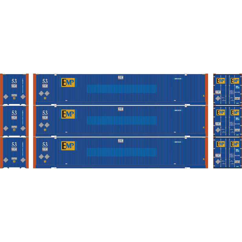 PREORDER Athearn HO ATH-2657 53ft Jindo Container, EMP (3-Pack)
