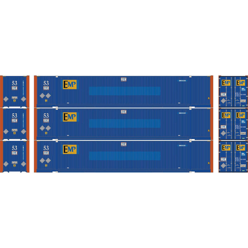 PREORDER Athearn HO ATH-2657 53ft Jindo Container, EMP (3-Pack)