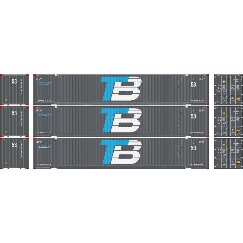 PREORDER Athearn HO ATH-2661 53ft Jindo Container, Trailer Bridge (3-Pack)