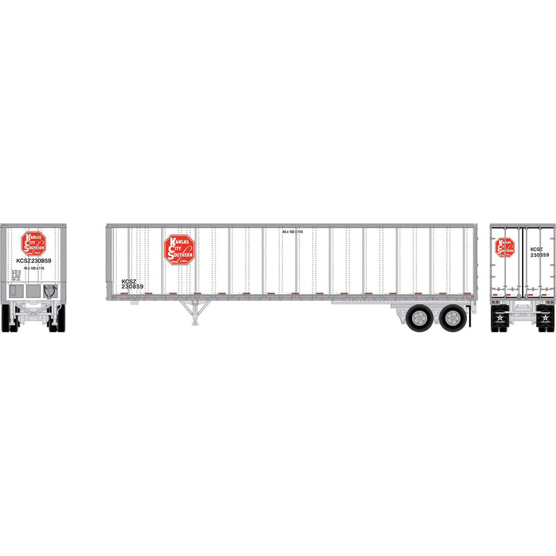 PREORDER Athearn N ATH-2669 45ft Fruehauf Z-Van Smooth Trailer, Kansas City Southern