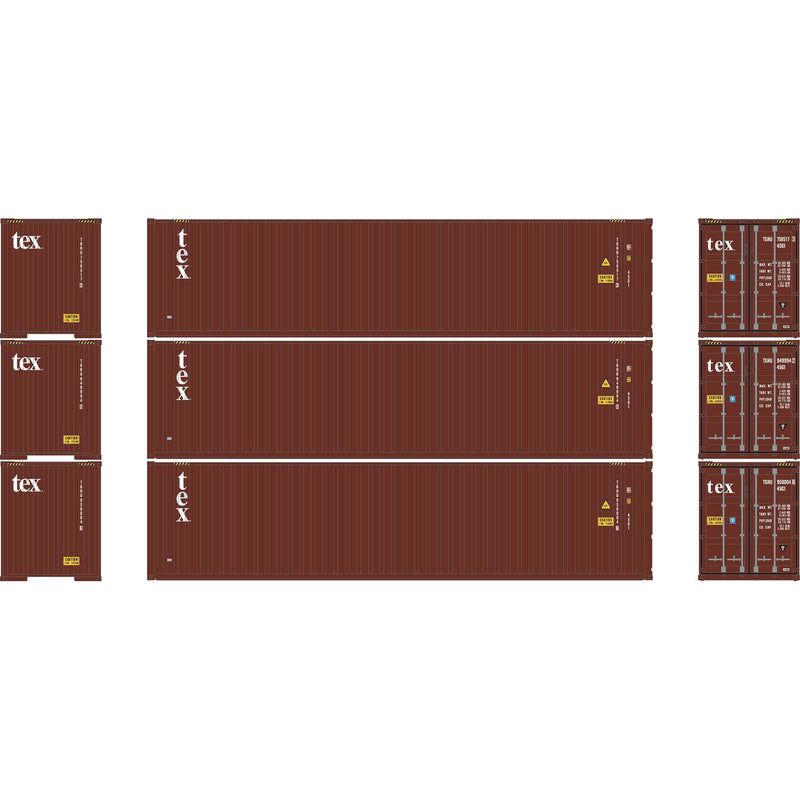 PREORDER Athearn HO 2705 40' Corrugated High-Cube Containers, Textainer