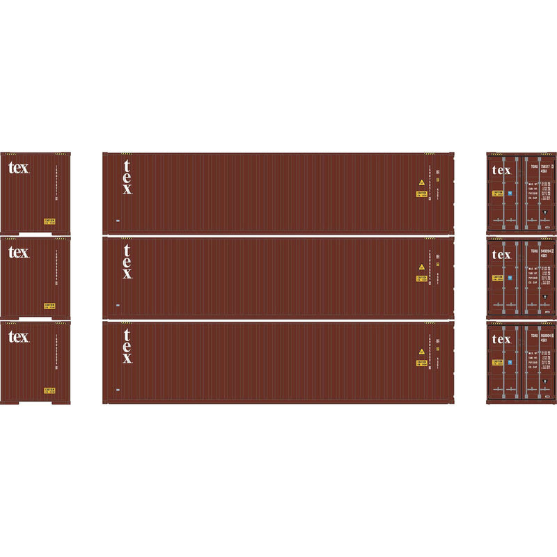PREORDER Athearn HO 2705 40' Corrugated High-Cube Containers, Textainer