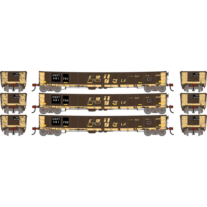 PREORDER Athearn HO 2742 52' Deformed 2494 CarKnocker Mill Gondola, CSX (Primed for Grime)
