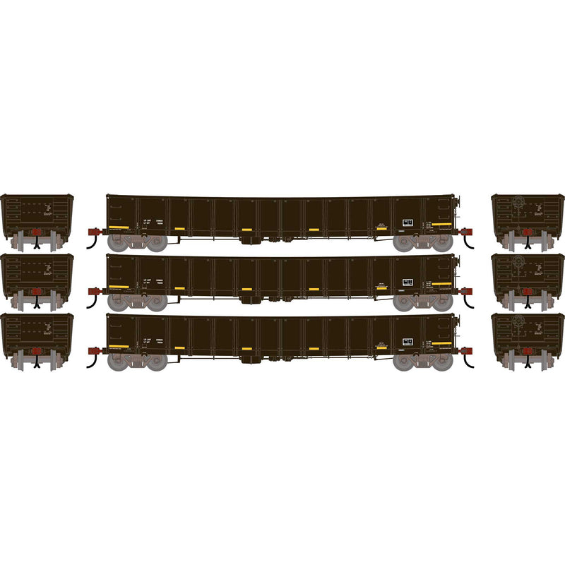 PREORDER Athearn HO 2746 52' Deformed 2494 CarKnocker Mill Gondola, Data Only (3-Pack)
