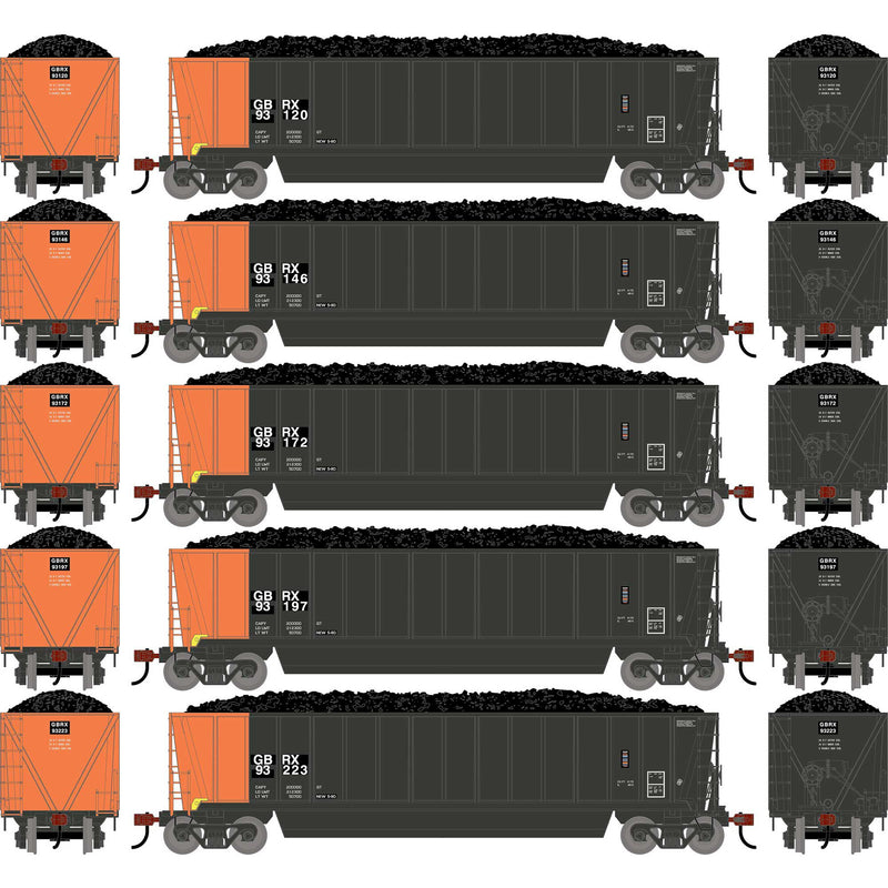 PREORDER Athearn HO 2758 Berwick Bathtub Gondola with Standard Sides & Load, Greenbriar Leasing (Primed for Grime)