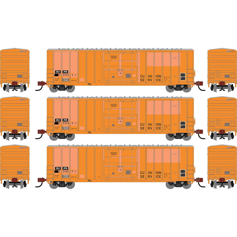 PREORDER Athearn N 2819 50' FMC 5327 12' Plug Door Box Car, Riverport (Primed for Grime)