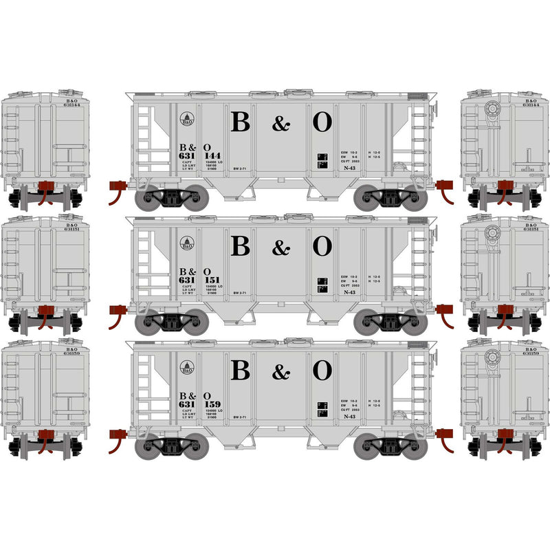 Athearn HO 15414 PS-2 2003 2-Bay Covered Hoppers, Baltimore and Ohio