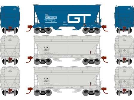 Athearn N 24670 ACF 2970 Covered Hoppers, Grand Trunk Western (3)