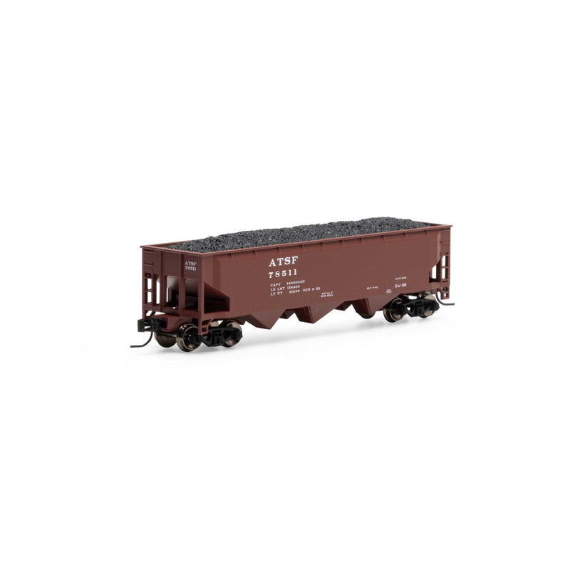 Athearn ATH28564 N 40' Offset Coal Hopper With Load, ATSF