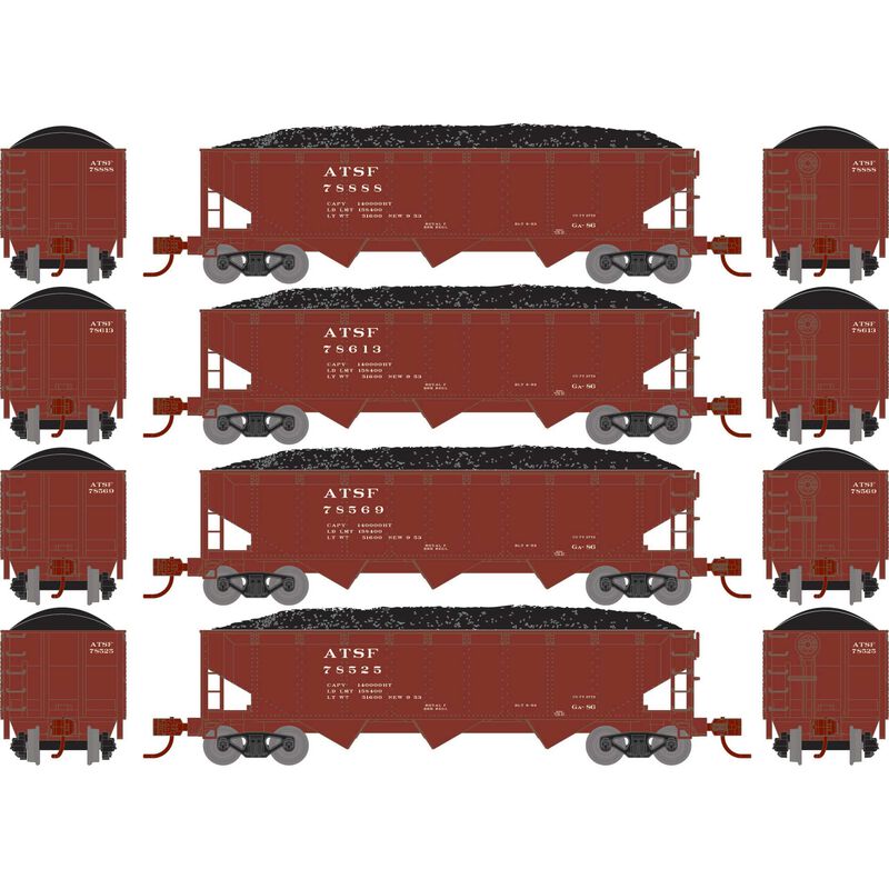 PREORDER Athearn ATH28565 N 40' Offset Coal Hopper With Load, ATSF