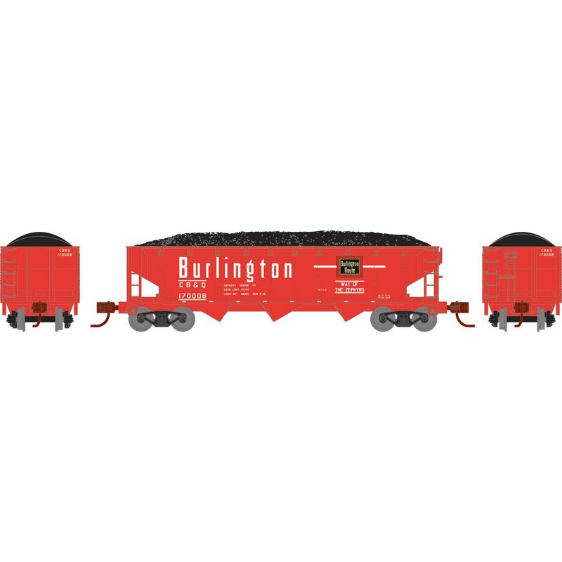 PREORDER Athearn ATH28567 N 40' Offset Coal Hopper With Load, CB&Q