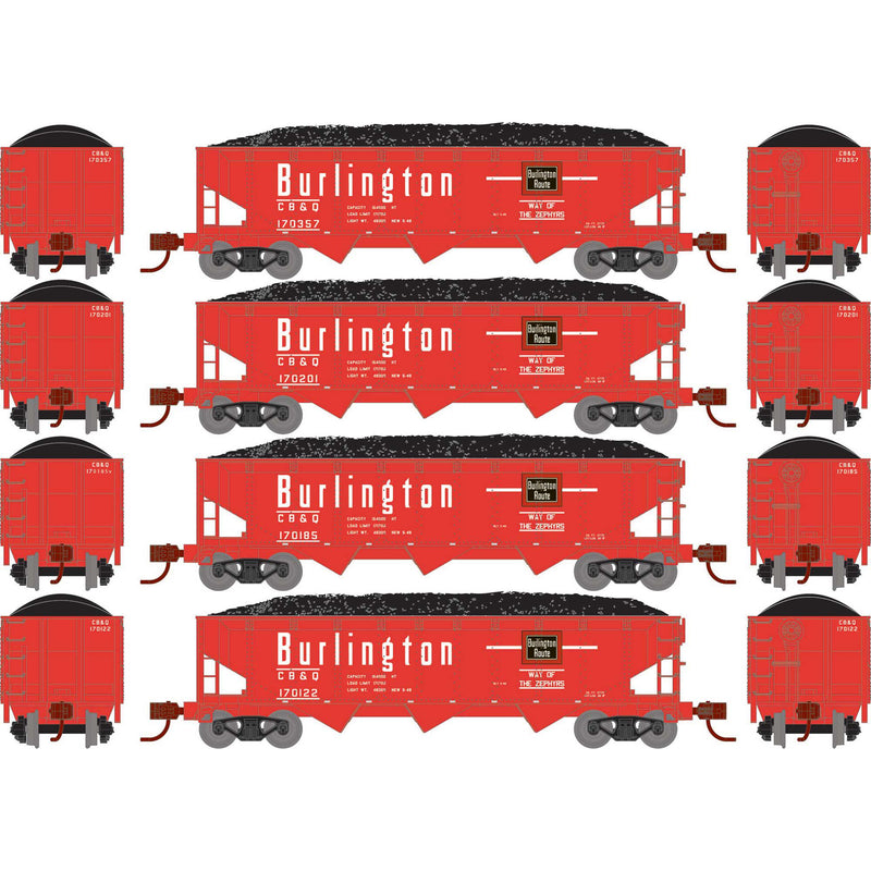 Athearn ATH28569 N 40' Offset Coal Hopper With Load, CBQ