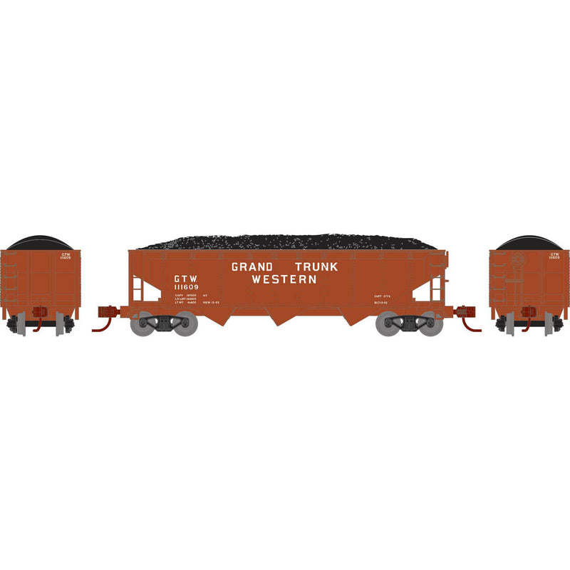 Athearn ATH28573 N 40' Offset Coal Hopper With Load, GTW