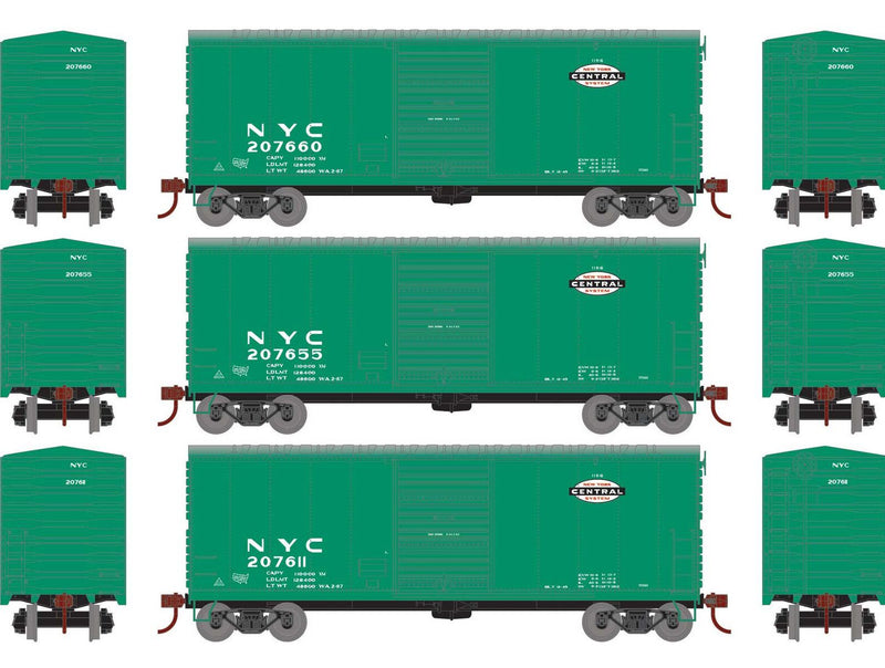 Athearn HO 69438 40' Modern Box Cars, New York Central (3)