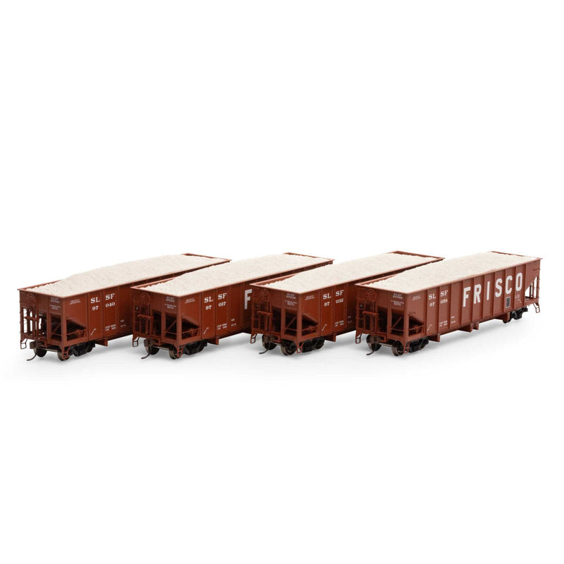 Athearn HO 7638 40' Ribbed 3-Bay Ballast Hoppers, Frisco