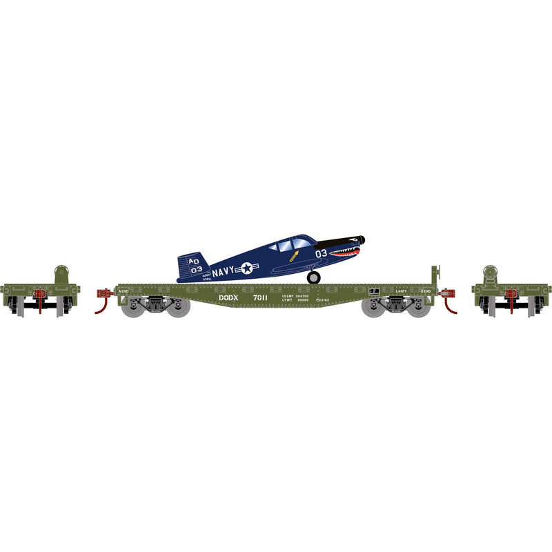 PREORDER Athearn ATH96456 HO 40' Flat Car w/Plane, DODX/Navy