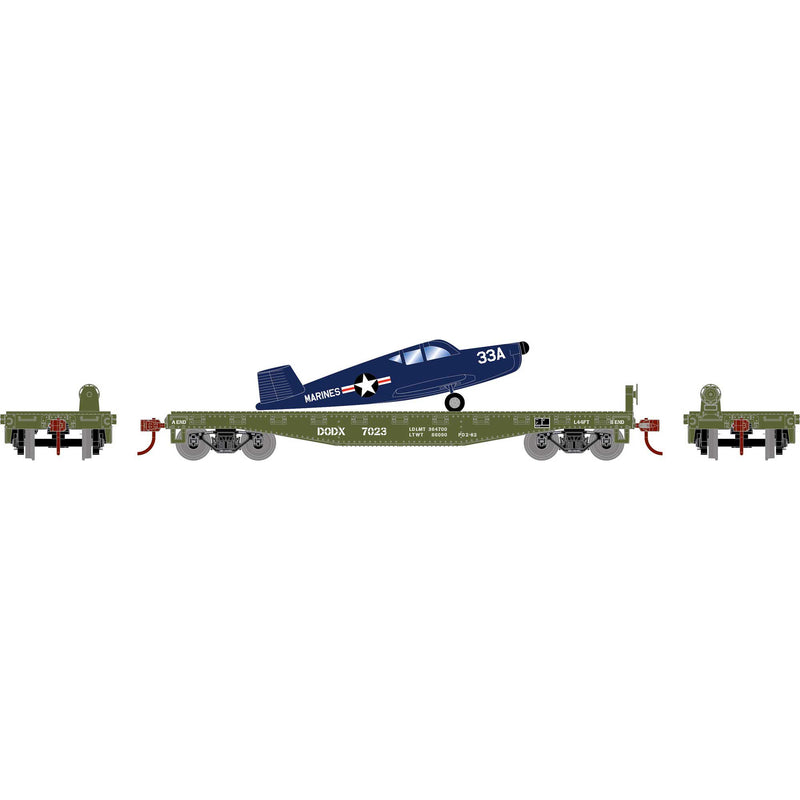 PREORDER Athearn ATH96458 HO 40' Flat Car w/Plane, DODX/Marines