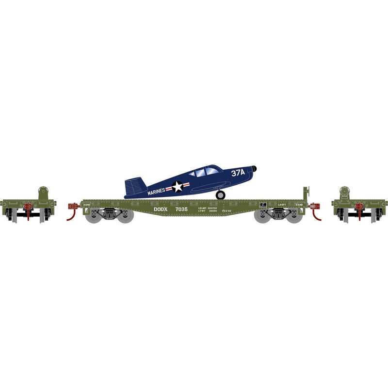 PREORDER Athearn ATH96459 HO 40' Flat Car w/Plane, DODX/Marines