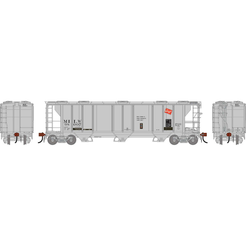 PREORDER Athearn Genesis ATHG-1266 HO PS-2 2893 3-Bay Covered Hopper, MILW Primed For Grime