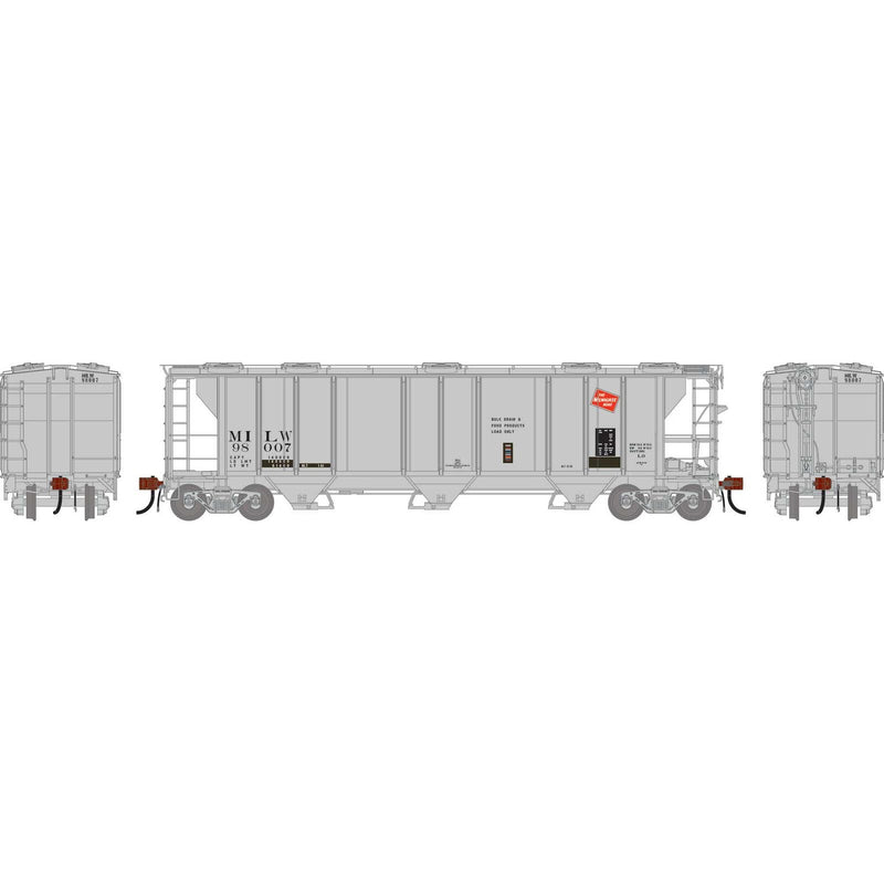 PREORDER Athearn Genesis ATHG-1268 HO PS-2 2893 3-Bay Covered Hopper, MILW Primed For Grime