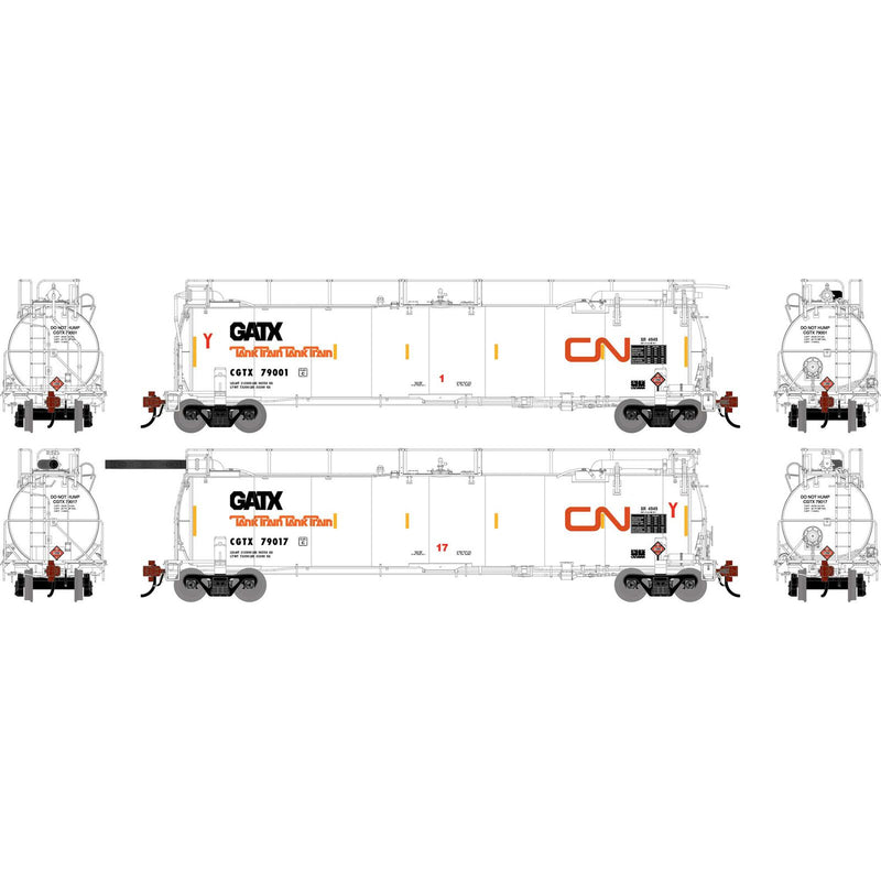 PREORDER Athearn Genesis ATHG-1319 HO TankTrain A/B Set, CGTX #79001 / #79017