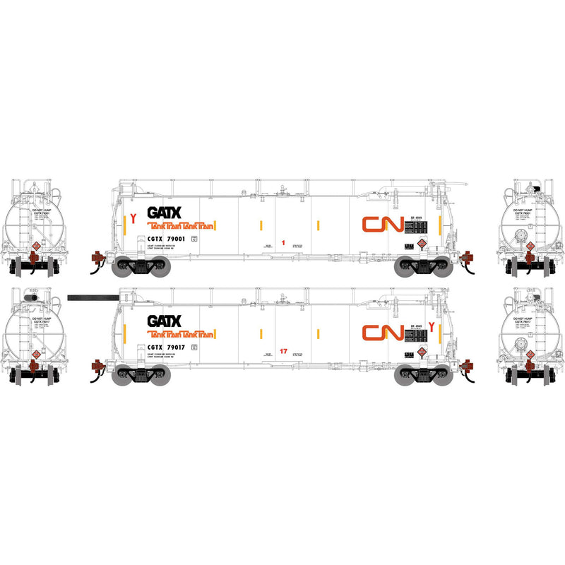 PREORDER Athearn Genesis ATHG-1319 HO TankTrain A/B Set, CGTX #79001 / #79017