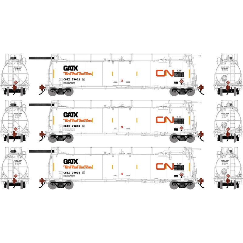 PREORDER Athearn Genesis ATHG-1320 HO TankTrain Intermediate, CGTX #79002 / #79003 / #79004