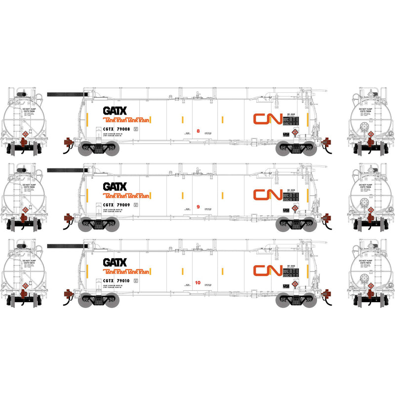 PREORDER Athearn Genesis ATHG-1322 HO TankTrain Intermediate, CGTX #79008 / #79009 / #79010