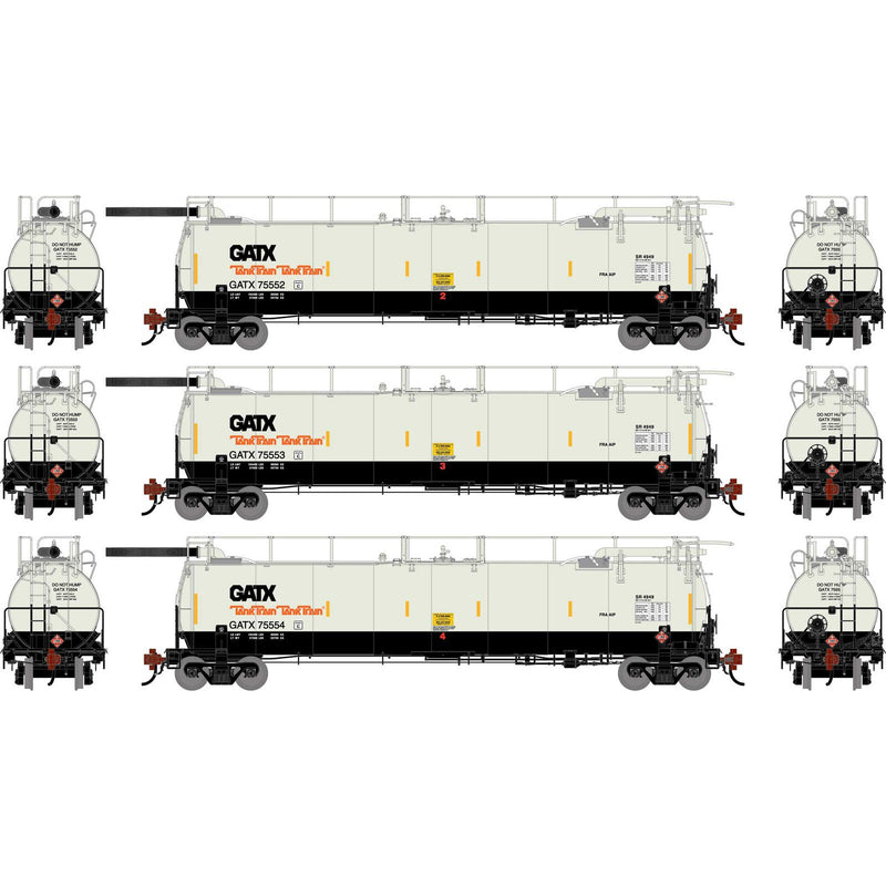 PREORDER Athearn Genesis ATHG-1327 HO TankTrain Intermediate, GATX White/Black