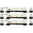 PREORDER Athearn Genesis ATHG-1328 HO TankTrain Intermediate, GATX White/Black #75555 / #75556 / #75557