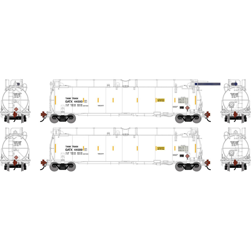 PREORDER Athearn Genesis ATHG-1343 HO TankTrain A/B, GATX White #44594 / #44599