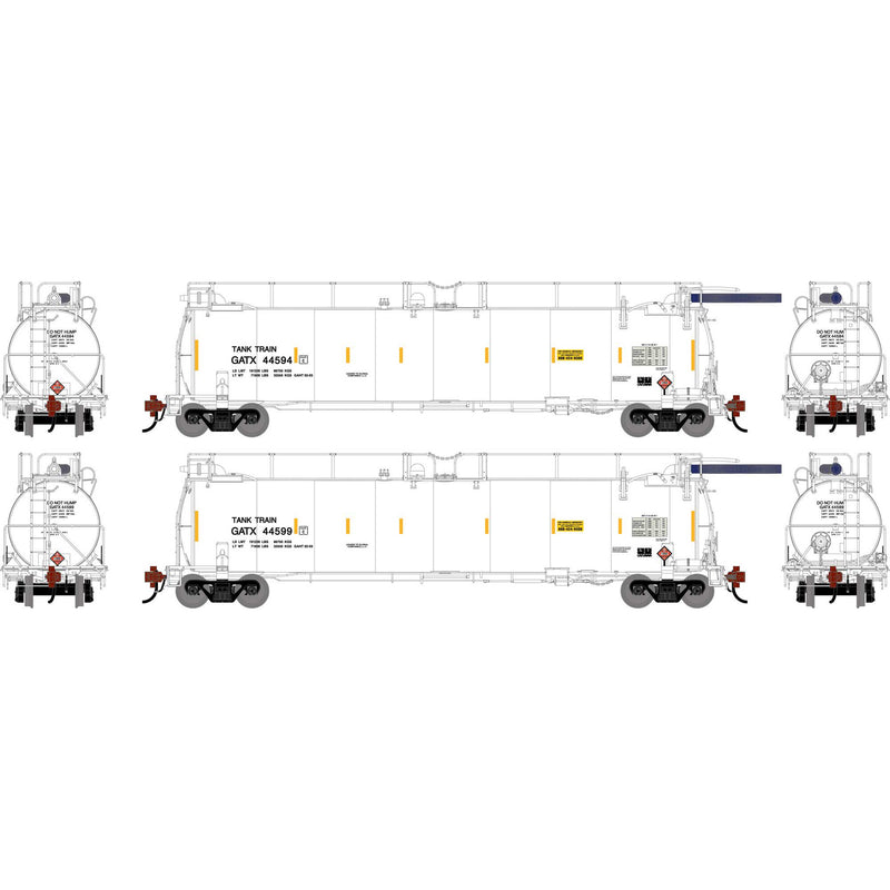 PREORDER Athearn Genesis ATHG-1343 HO TankTrain A/B, GATX White #44594 / #44599