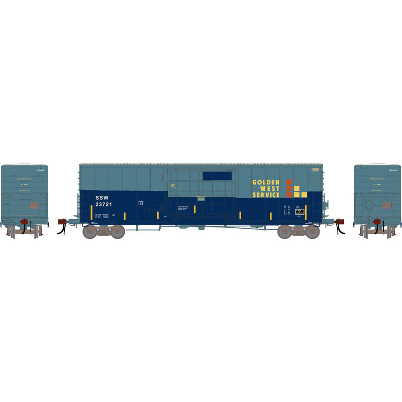 PREORDER Athearn Genesis ATHG-2227 50ft PC&F Smooth Side Box Car with 14ft Plug Door, Golden West Service Primed for Grime 23721 (DCC and Sound)