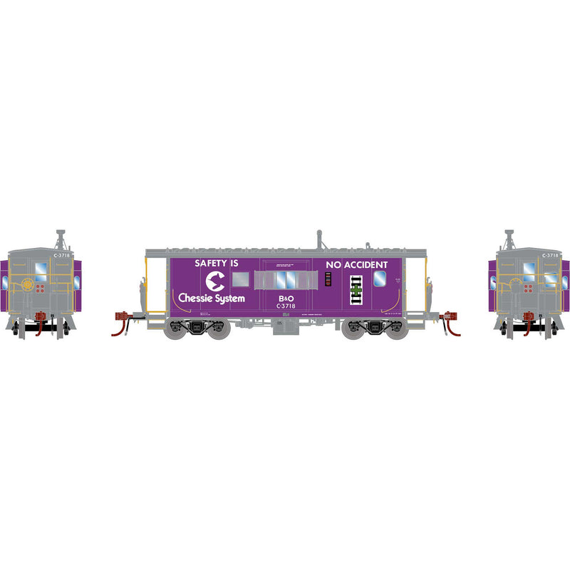PREORDER Athearn Genesis HO G2399 ICC Bay Window Caboose with Lights & Sound, Chessie System-B&O Safety Caboose