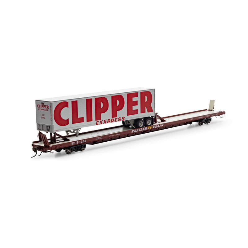 PREORDER Athearn Genesis ATHG70740 HO F89-F 89'8" Flat w/Trailer, TTX #153322 / CXXZ #250433