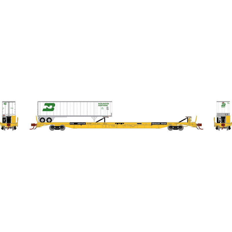 Athearn Genesis ATHGN14370 N F89-F Flat with Trailer, TTX #154714 / BNZ #250166