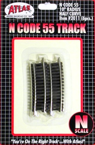 Atlas N 2011 Code 55 Track 10" Radius 1/2 Curve (6)