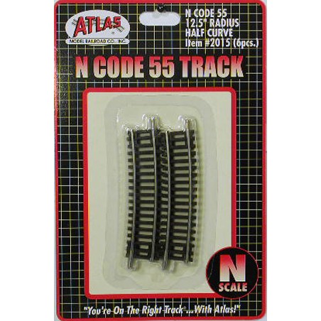 Atlas N 2015 Code 55 Track 12.5" Radius 1/2 Curve (6)