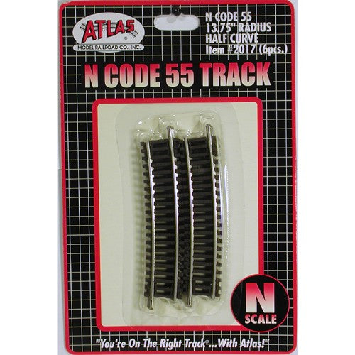 Atlas N 2017 Code 55 Track 13.75" Radius 1/2 Curve (6)